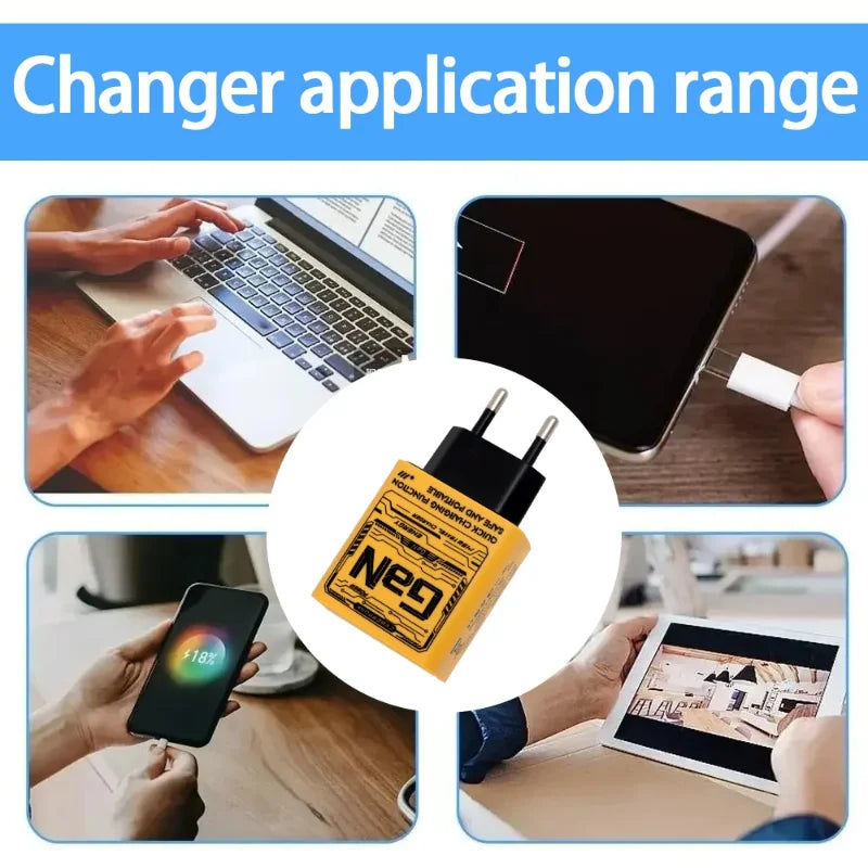 145W 3-Ports Phone Charger Ultra Fast Charging Type-C GaN USB-C QC 3.0 Super Charge Adapter For Huawei iPhone Samsung New